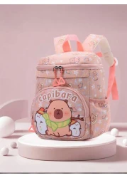 1pc Zipper Opening And Closing Stylish Cartoon Style Capybara Small Backpack Suitable For Height Of About 94 110cm Suitable For Any Occasion Lightweight Travel Backpack Comfortable And Adjustable Shou