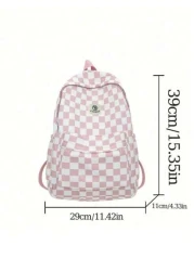 1 PC Back To School Large Capcity School Bag With Laptop Compartment Fashion Versatile All Purpose Backpack Purse Simplicity Gingham Durable Nylon School Backpack With Adjustable Strap Multiple Pocket