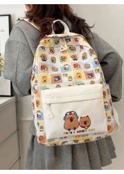 New Large Capacity Campus Style Double Backpack For Girl Capibara Dolphin Student Backpack Suitable For Junior High School Senior High School And University Students Bag