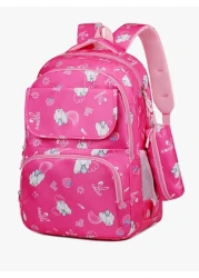 Girls Cute Double Shoulder Bags With Pen Pockets Featuring Rabbit Pattern Accents Commuting And Leisure Backpacks Available In Four Colors Black Blue Pink And Purple Adjustable Straps Large Capacity Z