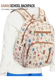 15 11 5inch Large Kawaii Kids Backpacks Elementary School Backpacks With Mulit Pockets And Compartments Kindergarten Backpacks Cute Animal Print Backpack With Padded Shoulder Straps Travel Backpacks W