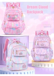 1pc Dreamy Girl Backpack School Backpack Casual Durable Lightweight Travel Backpack With White Furry Keychain Back To School Essential Suitable For Teen Girls For School And Travel