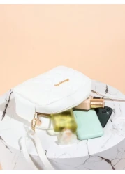 Quilted Zipper Square Bag Metal Letter Decor Shoulder Bag Adjustable Fashionable Girls Crossbody Bag Casual Phone Pouch