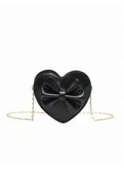 1pc New Cute Girl Niche High End Pu Heart Bow Crossbody Bag Can Be Carried By Hand And Fashionable New Bag Fresh And Dopamine Color Matching Youthful Girl Style Can Be Cross Body Shoulder Strap Is Adj