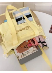 1pc New Student Tutoring Bag Casual Contrast Color Nylon Waterproof Large Capacity Shoulder Bag