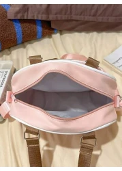 1pc New Casual Colorblock One Shoulder Bag Nylon Waterproof Transparent Crossbody Bag No Accessories Pendant