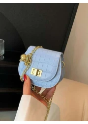 1pc New Cute Girl Niche High End Pu Mini Crossbody Bag And Fashionable New Bag Fresh And Dopamine Color Matching Youthful Girl Style Can Be Carried By Hand Or Across The Body Metal Chain Casual And Fa