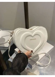 1pc A Cute And Fresh Style Heart Shaped Crossbody Bag Made Of Pu Material With Zipper Closure Adjustable Shoulder Strap And Large Capacity It Is Suitable For Teenagers Whether It Is For Students Daily