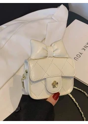 1 قطعة حقيبة جسم عبر للفتيات من مادة البولي يوريثان بشكل ماس ذات لون أحادي، حزام كتف من سلسلة معدنية، إقفال مغن