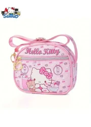 Sanrio 1pc Sanleo Hello Kitty Kuromi Melody Yugui Dog New Children s Crossbody Bag Fashion Cute Oval Girls Shopping Shoulder Bag Leather Waterproof Crossbody Bag Small Bag