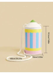 قطعة واحدة حقيبة كتف وحقيبة جسم بشكل قلم رصاص كرتوني إبداعي للأطفال البنات