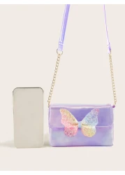 Metallic Glossy Funky Style Shoulder Bag With Butterfly Detailing