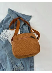 1 حقيبة رفرف قماشية فاخرة مصنوعة من نسيج مخمل للبنت الصغيرة، مع سوستة إغلاق، مناسبة للاستخدام اليومي