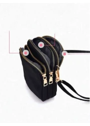 1pc Stylish And Simple Straddle Walk Mini Bag Bear Ko U Wood Printed Coin Wallet With Mobile Phone Pocket Casual Trip Back To School Gift