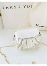 قطعة واحدة حقيبة كتف منسدلة بسلسلة اللؤلؤ الأنيقة المصنوعة من ال- PU المُبرمة بإتقان وبتصميم متناسق عالي الجود