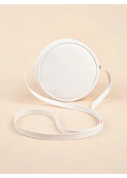 1pc Girls PU Quilt Plaid Bow Soft Sweet Round Mini Crossbody Bag Suitable For Daily Use