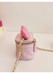 1 Pc New Cute Mini Bow Decorated Diagonal Strapped Bag For Girls Zipper Closure Pu Material Lightweight Perfect For Daily Outings Outdoor Activities Shopping And Festive Gifts
