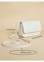 1pc Kids Girls Quilted Square Shoulder Messenger Bag Suitable For Daily Outing Birthday Gift