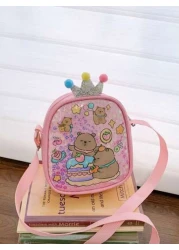 1pc Pu Zipper Closure Fashion Sweet Cute Princess Style Cartoon Capybara Shiny Square Bag Versatile Casual Highly Attractive Bag Multiple Colors To Choose From Suitable For Going Out Outdoor Daily Use