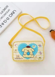 Sanrio قطعة واحدة حقيبة كتف صليب صغيرة للبنات بتصميم Kuromi وCinnamoroll من جلد البولي يوريثان، حقيبة مربعة للأطفال