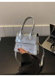 قطعة واحدة حقيبة الكتف المربعة الصغيرة ذات موحد اللون بنقشة تمساح على الطراز الغربي ذات طابع شخصي عصري، مناسب