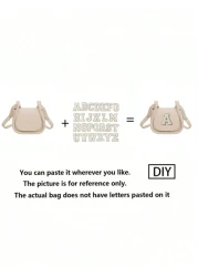 Casual And Versatile Minimalist Crossbody Bag Paired With Letter Pendant Pink Sequin Butterfly Tassel Resin Drip Oil Letter Keychain Backpack Decoration Solid Color Diy Letter Pu Material Girl s Cross