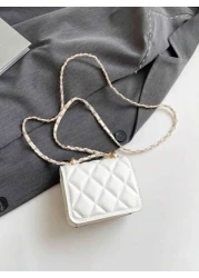 1pc Versatile Stylish Retro Crossbody Small Square Bag Mini Bag Fashion Chain Shoulder Crossbody Bag Popular New Texture Diamond Chain Lipstick Shoulder Crossbody Small Bag Mini Dopamine Style Solid C