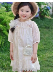 1pc Girls Handmade Faux Pearl Beaded Purse With Pearls Decoration Mini Flap Bag With Elegant Princess Style Suitable As Summer Festival Gift Or Daily Wear