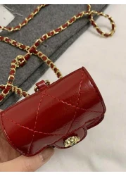 1pc Fashion Versatile Necklace Bag For Girls Solid Color Camellia Mini Crossbody Bag Quilted Embroidery Earbud Case