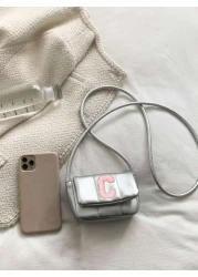 1pc Mini Messenger Bag Pu Flip Top Opening And Closing New Sweet And Fashionable Letter Handbag Small Bag For Girl Simple Small Square Bag Versatile Shoulder Messenger Bag Smooth And Comfortable Shoul