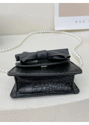 حقيبة مربعة بنقش تمساح مزخرف بعقدة الفراشة بنات