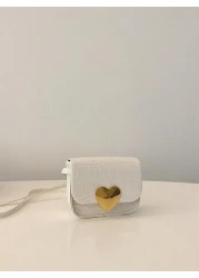 Heart Shaped Fashionable Girl s Shoulder Bag PU Leather Crossbody Mini Square Bag With Coin Purse