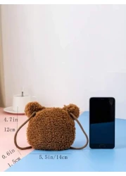 1pc Adorable Plush Mini Crossbody Bag Cute Animal Cartoon Design Lightweight Soft Bunny Bear Shapes Perfect Gift For Kids
