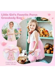 Toddler Purse Little Girl Purses For S 1 2 3 4 5 6 7 8 Year Old Birthday Gifts Cute Bow Purses Crossbody Shoulder Bag Personalized Initial Glitter Letter Coin Purse Christmas Gifts