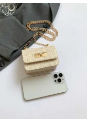 Stylish Woven Fashion Minimalist Small Square Shoulder Crossbody Bag For Girls Casual