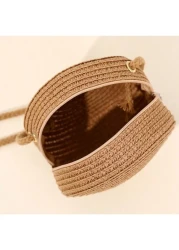 حقيبة صغيرة مستديرة بني اللون 12 سم، أساسيات الشاطئ، أساسيات الصيف لحقائب النساء للعطلات والأجازات، حقيبة قش،