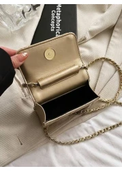 Spring And Summer Simple And Versatile High End Texture Rhinestone Embroidered Gold Ball Chain Strap Can Be Worn Over Shoulder Armpit Mini Bag