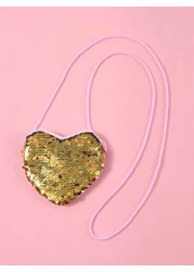 Heart Shaped Glitter Crossbody Bag Children s New Year Gift Purse Mermaid Sequins Reversible Bag For Kids Present
