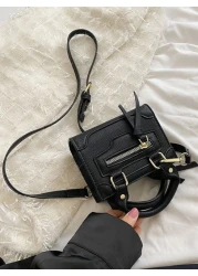 حقيبة مربعة ميني مطرز ليتشي سستة امامي زخرفة مقبض مزدوج الى اليومي بنات