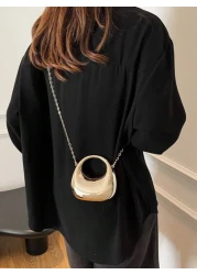 1pc Simple Handbag Acrylic Crescent Bag New Bright Chain Bag One Shoulder Handbag Fashionable Multifunctional One Shoulder Crossbody Evening Bag Suitable For Teenagers To Travel Daily Matching Suitabl