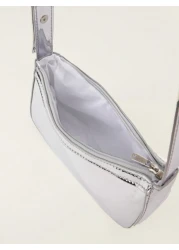 1 حقيبة يد من المرآة الفضية، حقيبة جلد لامعة انعكاسية، حقيبة كتف