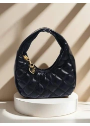 حقيبة يد مطرزة بشكل هلال للأطفال، محفظة صغيرة للبنات بنمط مربعات متفرقة، علبة أحمر الشفاه، حقيبة طرية عصرية،