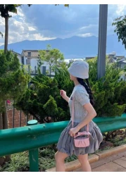 New Fashion Mini Cloud Shape Bow Decor Handbag Super Small Square Crossbody Bag Lipstick Pouch Evening Party Bag