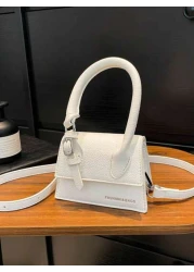 1 Pc New Style Girl s Pu Material Solid Color Letter Handbag Adjustable Shoulder Strap Can Be Shouldered Or Cross Body Magnetic Buckle Closure Fashionable Exquisite And Beautiful Simple And Versatile