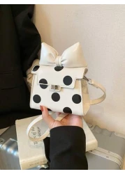 1 قطعة حقيبة شفاه صغيرة أنيقة وجميلة ذات نقوش دائرية فرنسية عصرية ذات حمالة واحدة وحمل متقاطع، مناسبة للفتيات