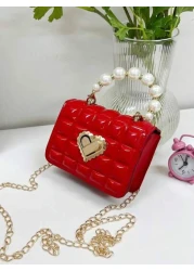 Mini Faux Pearl Decor Quilted Chain Crossbody Bag Quilted Square Bag With Faux Pearl Top Handle Chain Shoulder Purse Gift Holiday Vacation Perfect Fit Perfect For Shopping Traveling Fashionable Simple