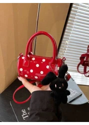 قطعة واحدة حقيبة يد أسطوانية على الطراز الكوري متنوعة متعددة الاستخدامات، خبز نمط نقاط مميزة حقيبة وسادة سعة