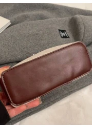 1 قطعة حقيبة يد صغيرة السعة من خامة البولي يوريثان للبنات مع حزام كتف قابل للإزالة والتعديل، تصميم إغلاق بسوست