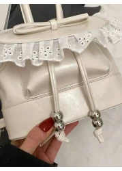 1pc New Fashionable Dual Tone Floral Trim Handbag Waterproof Light Weight Suitable For Commute And Outdoor Use