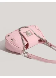 Fashion Y2k Style Women Shoulder Bag With Three Straps Water Resistant Handheld Or Cross Body PU Leather Bag Casual Love Shaped Bag For Various Occasions Including Females Girls Students Young Profess